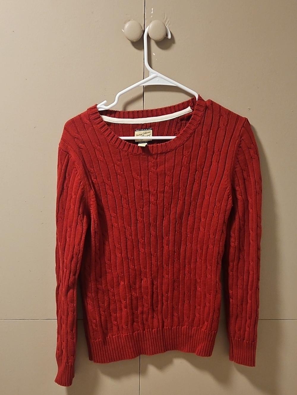 G.H. Bass & Co. Red Cable-Knit Crewneck Sweater
